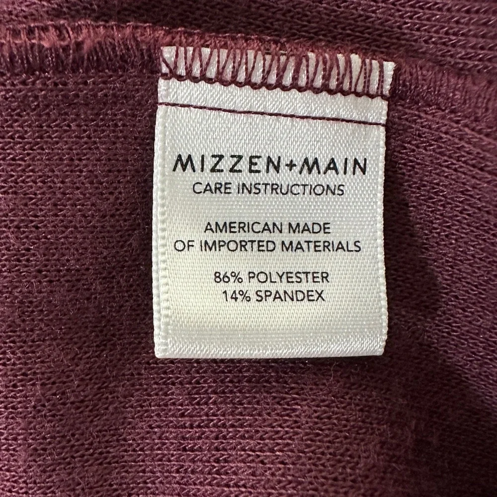 Mizzen Main Mens Sweater L Burgundy Maroon Trim Fit V-Neck Lightweight Preppy